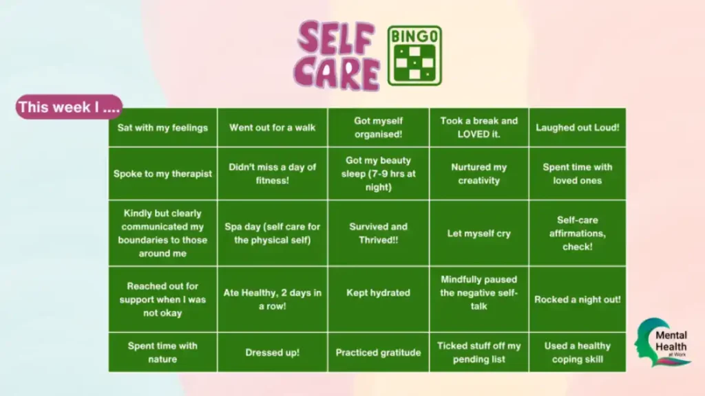 5 in a Row Could Change Your Workday-Try the Self-Care Bingo Challenge